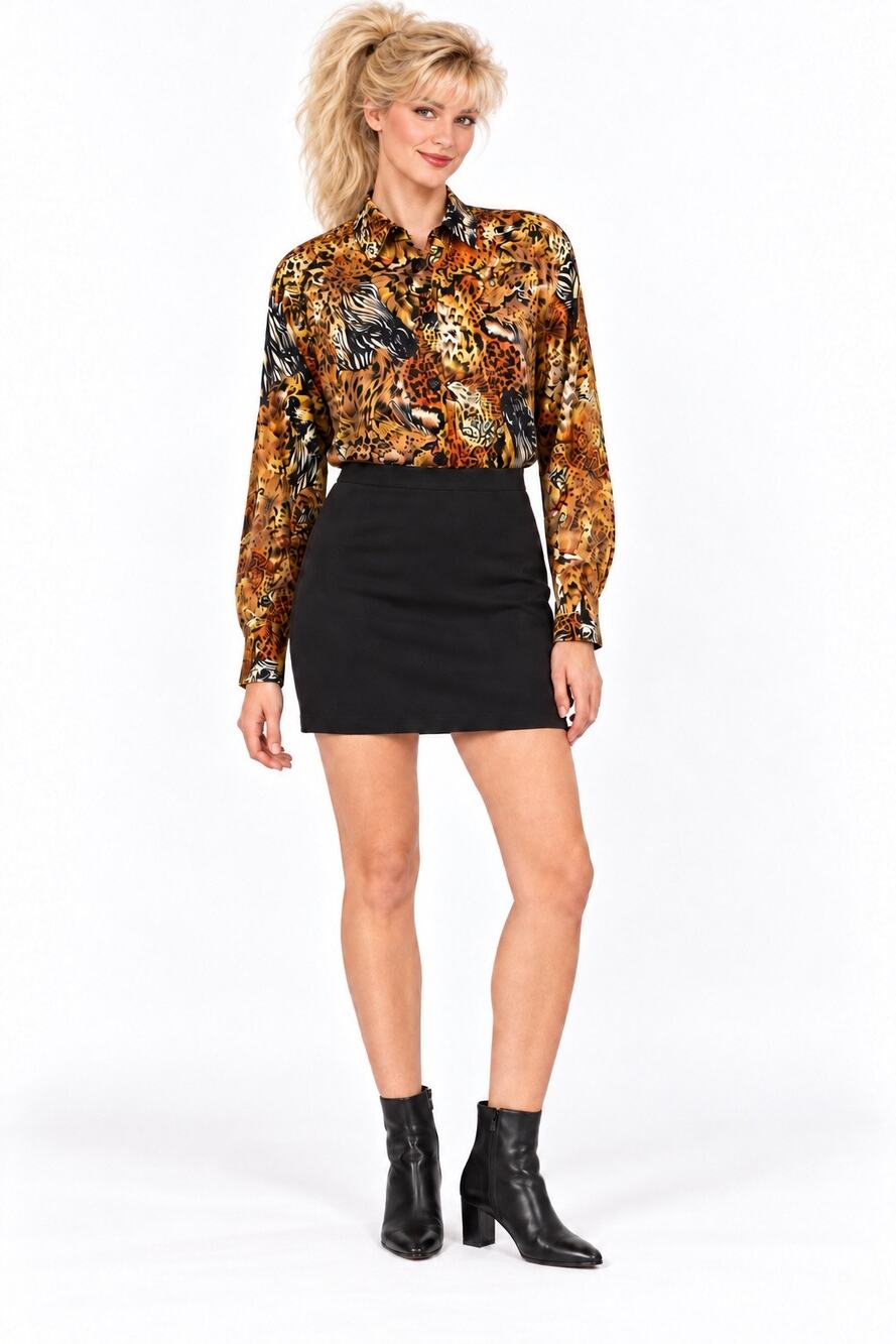 Vintage ‘90s Beechers Brook Tiger, Leopard & Zebra Print Long Sleeve Blouse